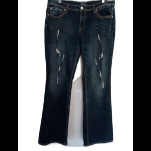 Soundgirl  Girls Dark Wash Distressed Boot Cut Jeans, Size 11